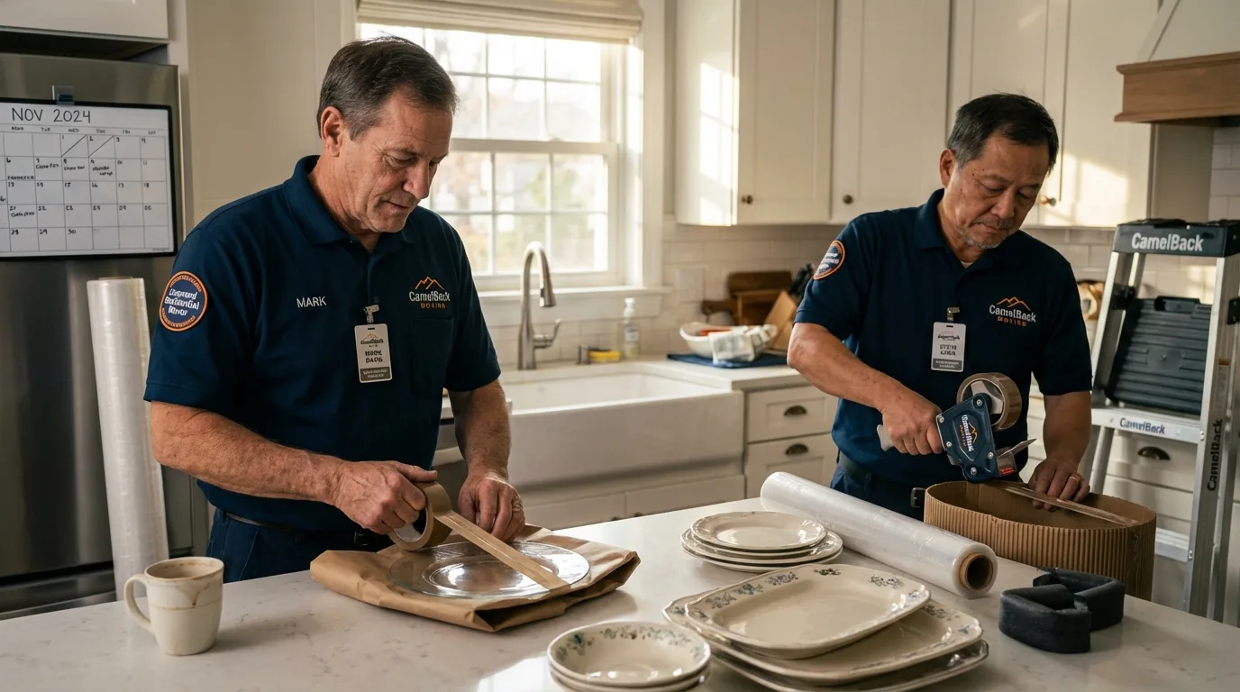 Professional crew packing kitchen dishware in Buckner, KY